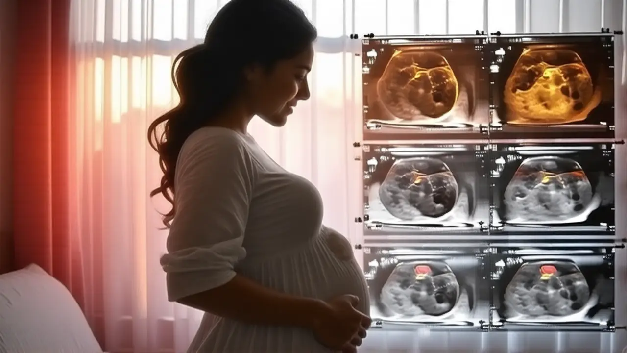 Silueta embarazada, bebé y ensueño sereno